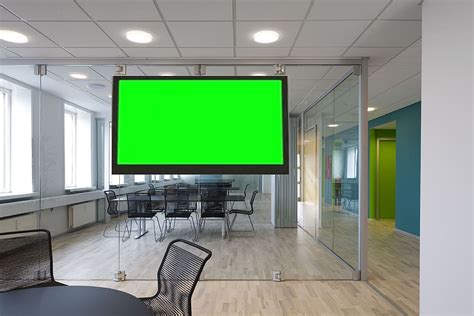 Hd Wallpaper Office Virtual Set Green Screen Empty Green Color