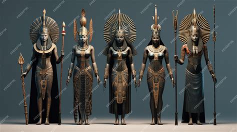 premium photo egyptian deities such as horus hathor seth and anubis