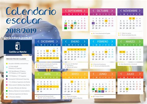 En la mesa sectorial celebrada el día 28 de julio de 2015 se aprobó por unanimidad la modificación del calendario escolar referida al inicio y fin de curso 2015/2016, afectando exclusivamente a las siguientes fechas y enseñanzas: Calendario Escolar 2018/2019 | Portal de Educación de la ...