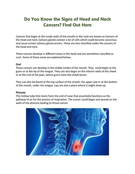 Symptoms For Head Cancer Signs And Symptoms Of Head And Neck Cancer