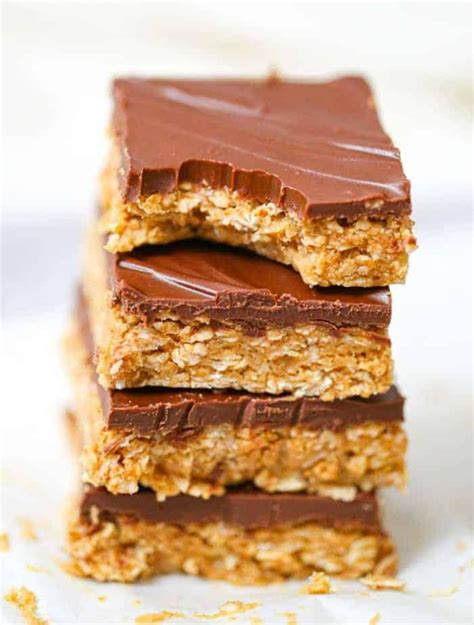 Healthy No Bake Chocolate Peanut Butter Oatmeal Bars