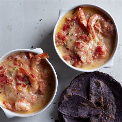 Queso Fundido With Shrimp And Tomatoes Recipe Alex Stupak