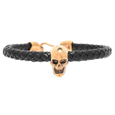 Alexander Mcqueen Skull Leather Bracelet Unisex Bracelets