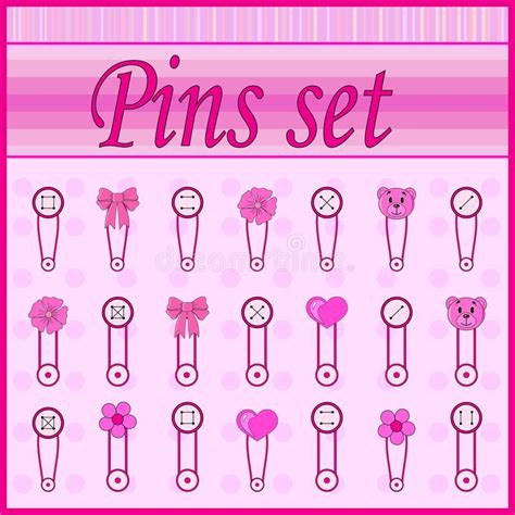Baby Pins Set 1 Vector Stock Illustrations 3 Baby Pins Set 1 Vector