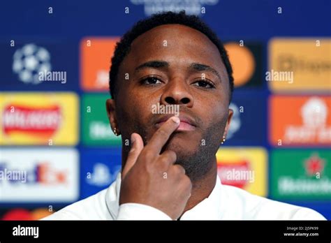 Manchester Citys Raheem Sterling During A Press Conference At The City Football Academy