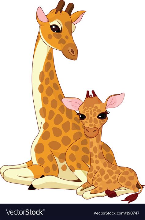 Giraffe And Baby Giraffe Royalty Free Vector Image