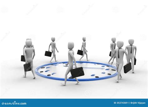 Business Man Walk Around The Clock Stock Illustration Illustration Of