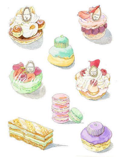 Pastel Watercolor Food Watercolor Print Illustration Dessert Cupcake