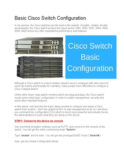 Basic Cisco Switch Configuration Pdf Network Switch Command Line
