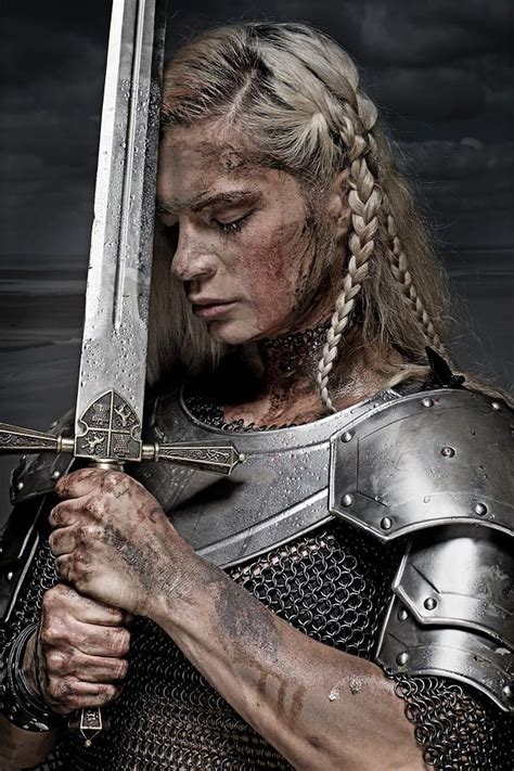 Beautiful Blonde Sword Wielding Viking Warrior Female By Lorado