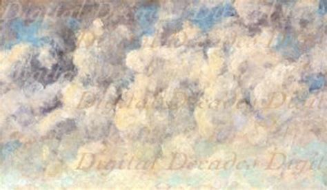 Renaissance Clouds Painting Background Cracked Craquelure Etsy