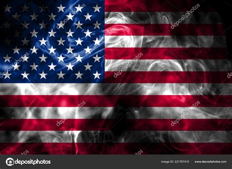 National Flag United States America Made Colored Smoke Isolated Black