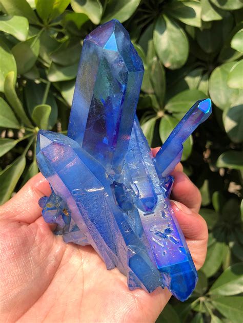 Aura Blue Quartz Crystal Clusterangel Aura Quartz Crystal Etsy