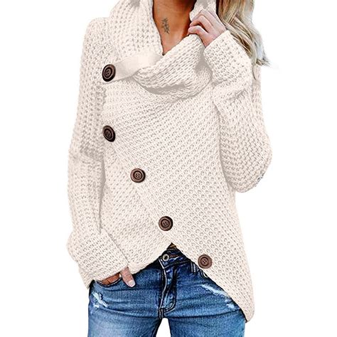 Womens Winter Warm Long Sleeve Turtleneck Knitted Sweater Pulover