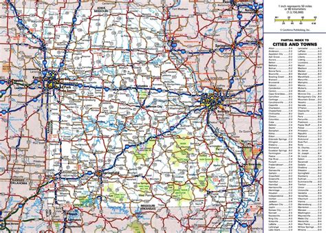 Large Detailed Roads And Highways Map Of Missouri State With All Cities And National Parks