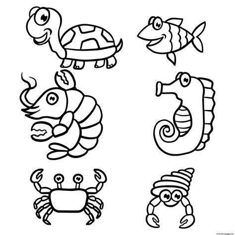 Animals Of The Sea And Nursery Coloring Page Printable