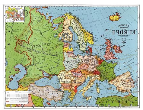 Evropa, mapa, 1923, členění země, země, hranic, státy ...
