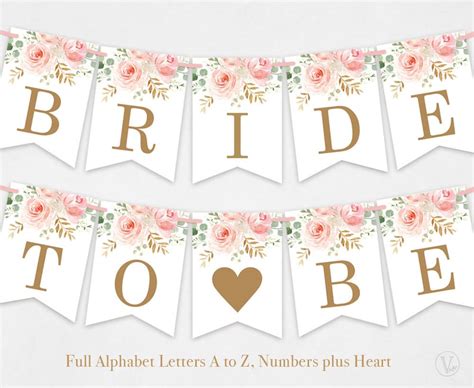 Full Alphabet Printable Wedding Banners Numbers And Heart Etsy