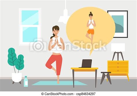 Online Fitness Concept Work Out Via Monitor Laptop Tablet Vector