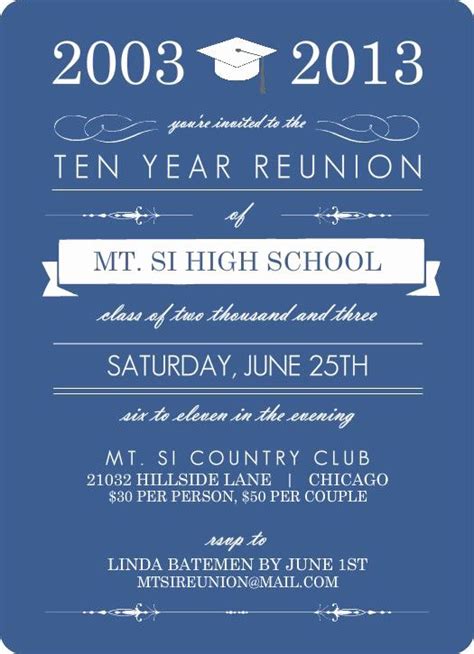 high school reunion invitation wording elegant blue banner class