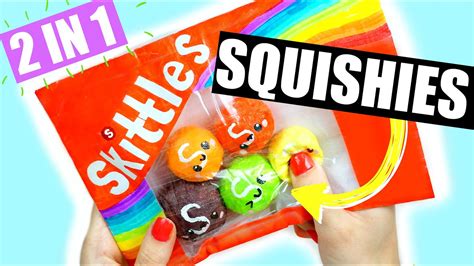 Diy Kawaii Skittles Squishy 2 In 1 Paper Squishy And Memory Foam Youtube
