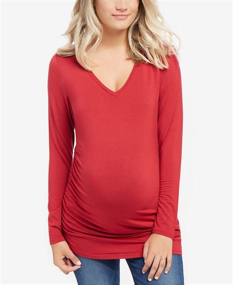 Motherhood Maternity Ruched V Neck Top Maternity Sweater Maternity Tops Maternity Fashion