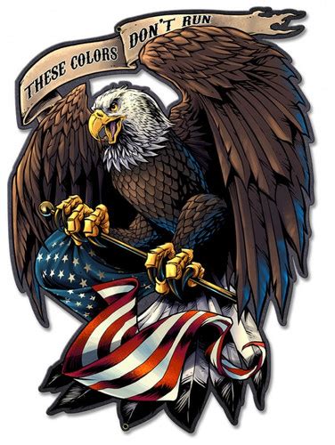 Eagle Holding Flag Metal Sign 17 X 12 Inches