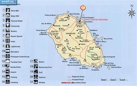 Португалия с древнейших времён до нач. карты : Туристическая карта острова Грасьоза (Graciosa ...