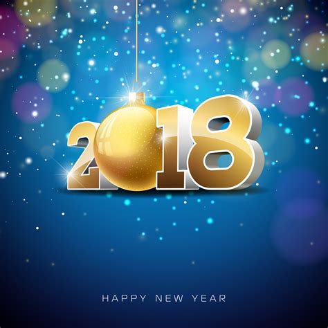 Vector Happy New Year 2018 Illustration On Shiny Lighting Background