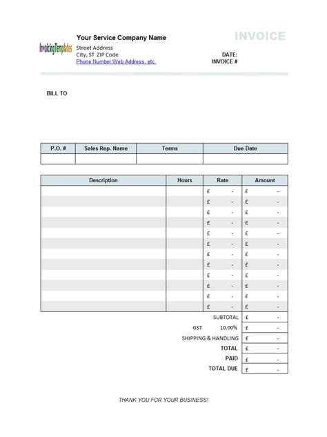 Editable Free Blank Invoice Templates In Pdf Word And Excel Fillable