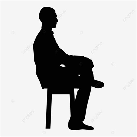 Young Man Sitting On Chair Silhouette Icon In Black Vector Office