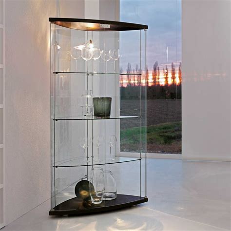 Gracia Display Cabinet In Curved Glass Diotti Modern Glass Glass Cabinets Display