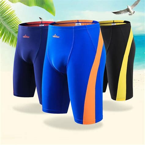 Sabolay Mens Swimming Trunks New Quick Dry Patchwork Flat Angle