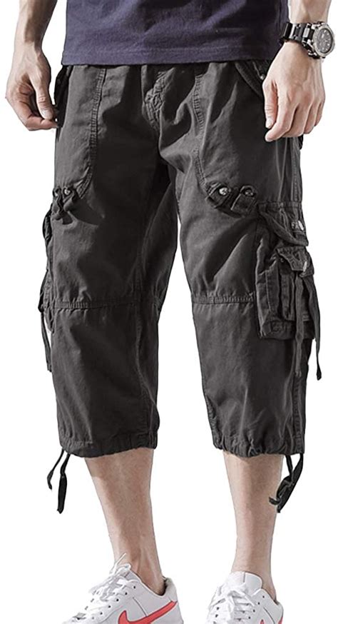dongd mens cargo shorts cotton 3 4 loose fit below knee capri cargo short ebay