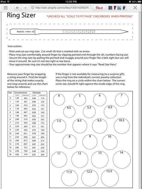 Ring Sizer Chart Printable Pdf