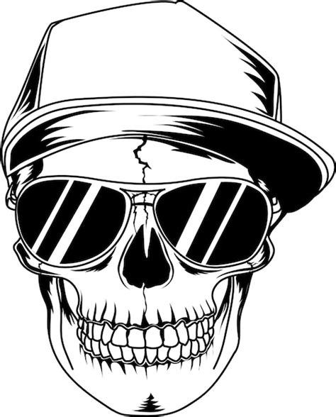 premium vector skull with black glasses and cool hat