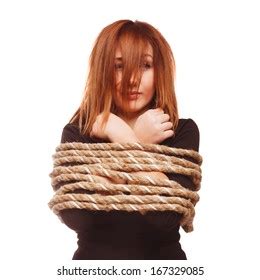 Brunette Hostage Captive Woman Bound Rope Stock Photo Edit Now