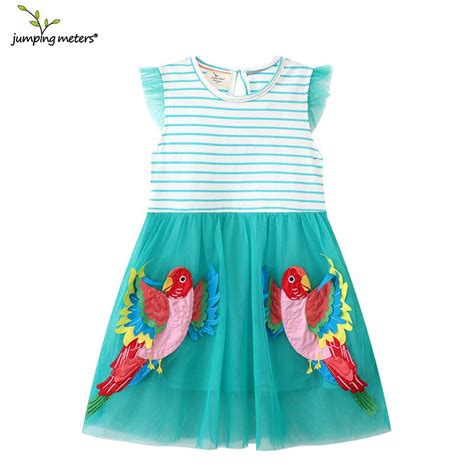 Jumping Meters Summer Hot Selling Childrens Party Girls Dresses Birds