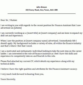 Finance cover letter examples ✓ write the best cover letters samples in 5 minutes ✓75+ examples used by millions of users. Finance Assistant Cover Letter Example - icover.org.uk