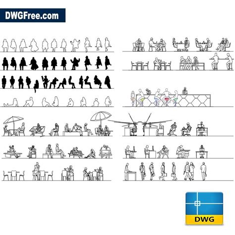 People Sitting View Top Cad Blocks Free Dwg File The Best Cad Images