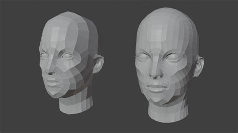 Artstation Female Heads Low Poly 3d Model Game Assets
