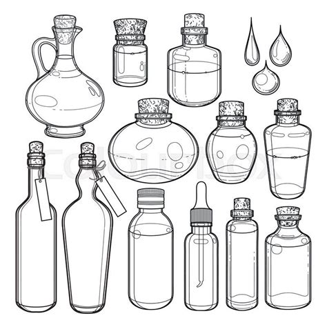 Stock Vector Of Graphic Collection Of Glass Bottles Isolated On White