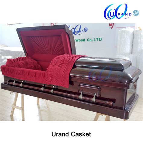 Dark Red Velvet High Gloss African Mahogany Coffin And Casket China