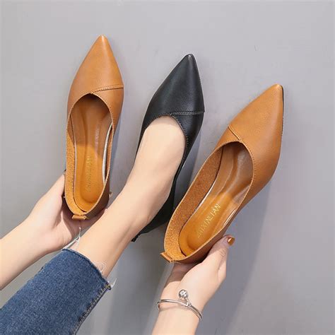 Spring Autumn Women Flats Pointed Toe Slip On Flat Shoes Pu Leather Comfortable Ladies Shoes