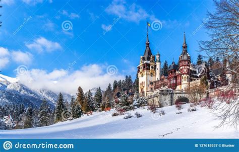 Sinaia Romania Peles Castle In A Beautiful Day Of Winter Stock Image