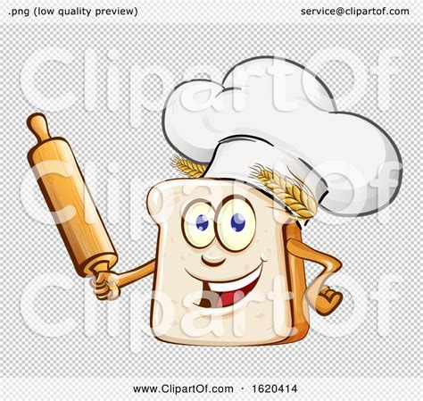 Chef Bread Mascot Holding A Rolling Pin By Domenico Condello 1620414