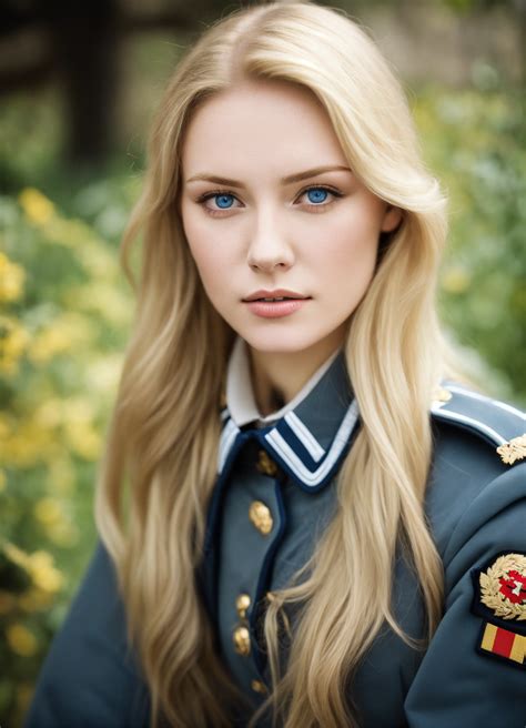 Lexica Beautiful Woman With Long Blond Hair Blue Eyes Pale Skin Wearing A German Army Uniform