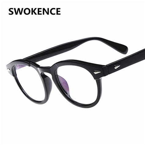 swokence fashion star style round plain glass glasses men women brand designer spectacles frames