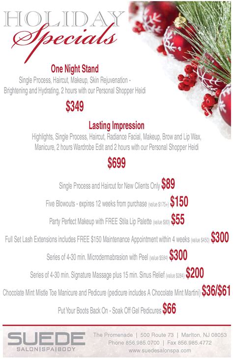 Special Holiday Packages From Suede Salon Spa And Body Marlton Nj 856 985 0700 Spa Specials