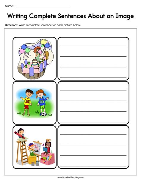 Writing Complete Sentences About An Image Worksheet • Have Fun Teaching
